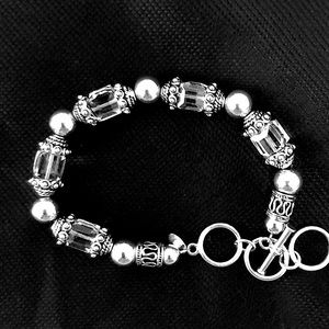 Silpada Swarovski Crystal 925 Sterling Silver 7 1/2 - 8”Bracelet. Adjustable.
